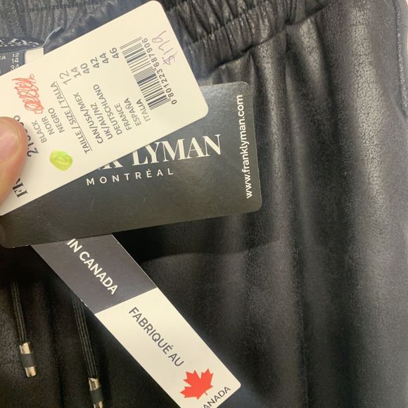 Womens Size 12 Frank Lyman Faux Leather Joggers Black NWT - Picture 4 of 6